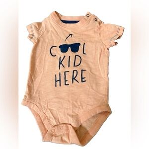 Gymboree 3-6 month baby light orange “Cool Kid Here” short sleeve onesie